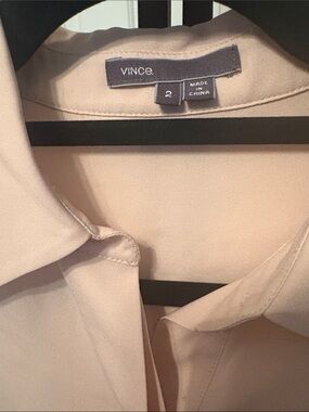 Vince pale pink Silk  Button Front Shirt